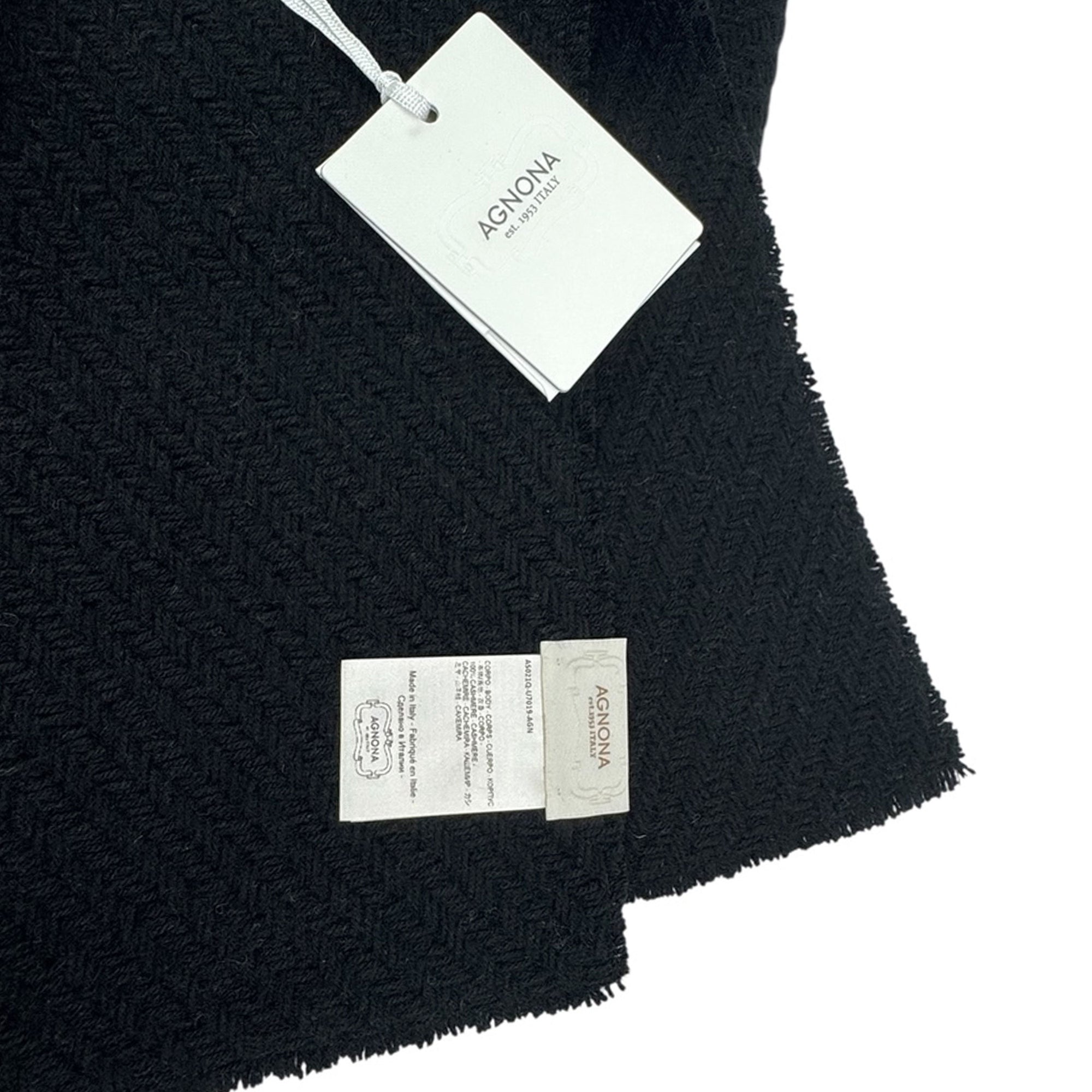 Agnona Scarf Black Weave - Medium Weight Cashmere Shawl