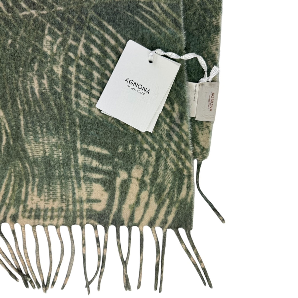 Agnona Cashmere Scarf Beige Green Floral - Luxury Shawl