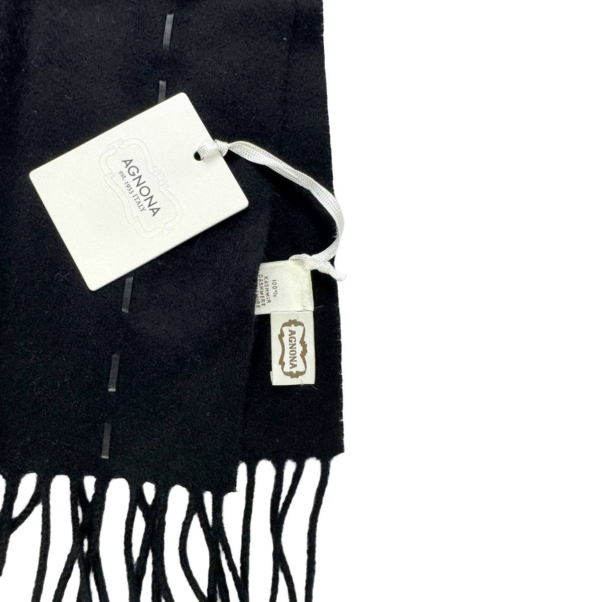 Agnona Scarf Black With Leather Stitch 