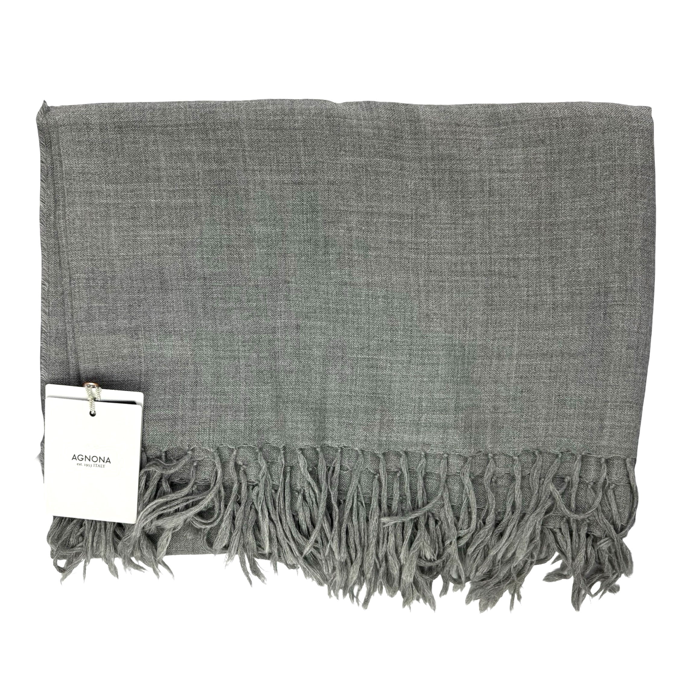 [AGNONA]アニオナ　カシミヤ100%ストール　イタリー200X45.5cm Agnona Scarf Gray Fringe - Extra Large Cashmere Shawl - Como Milano