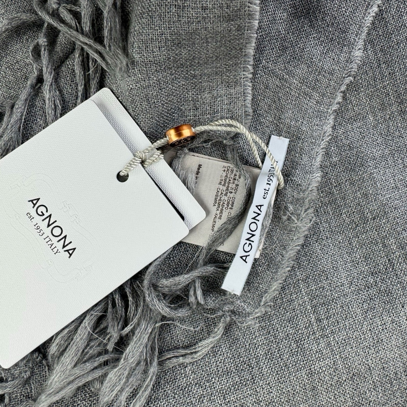 Agnona Scarf Gray Fringe - Extra Large Cashmere Shawl
