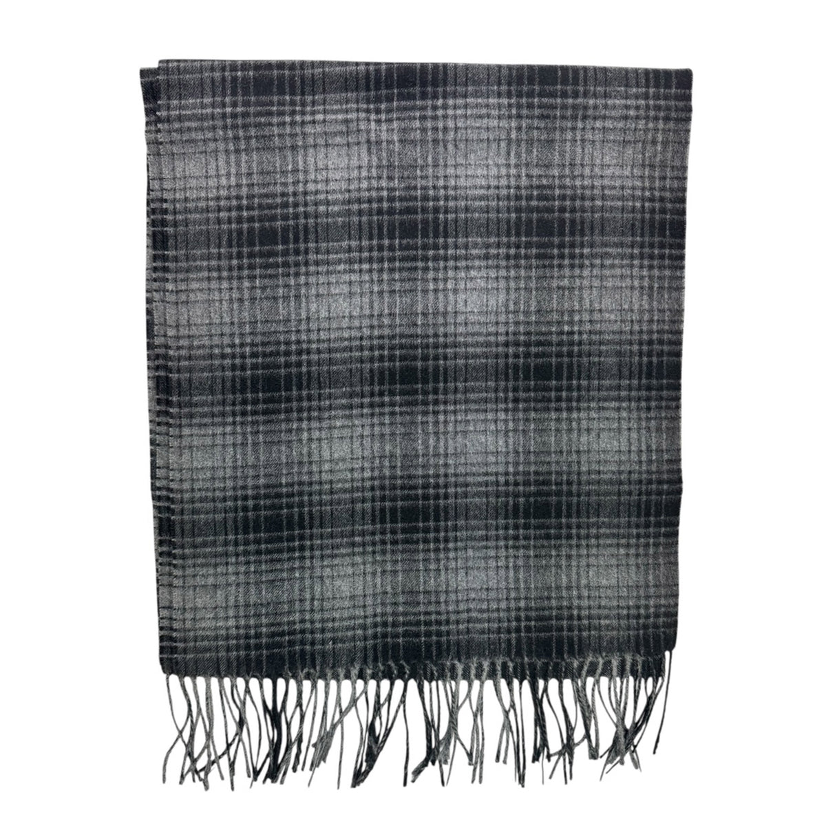 Agnona Cashmere Scarf Black Gray Plaid