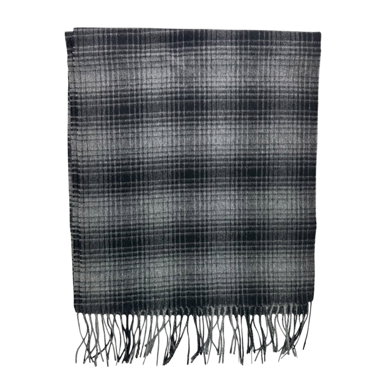 Agnona Cashmere Scarf Black Gray Plaid