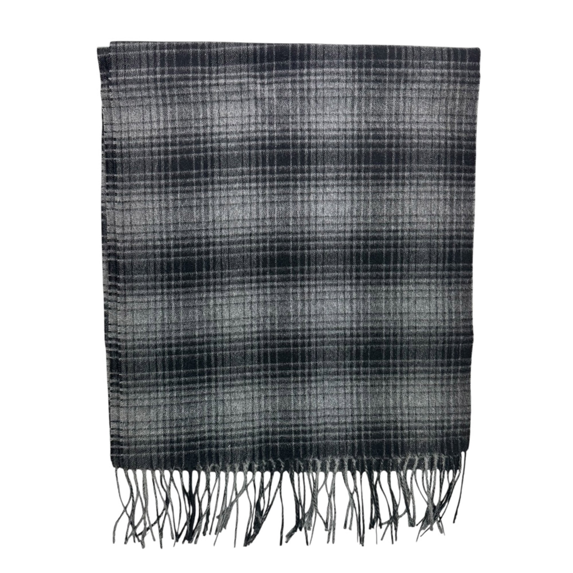 Agnona Cashmere Scarf Black Gray Plaid