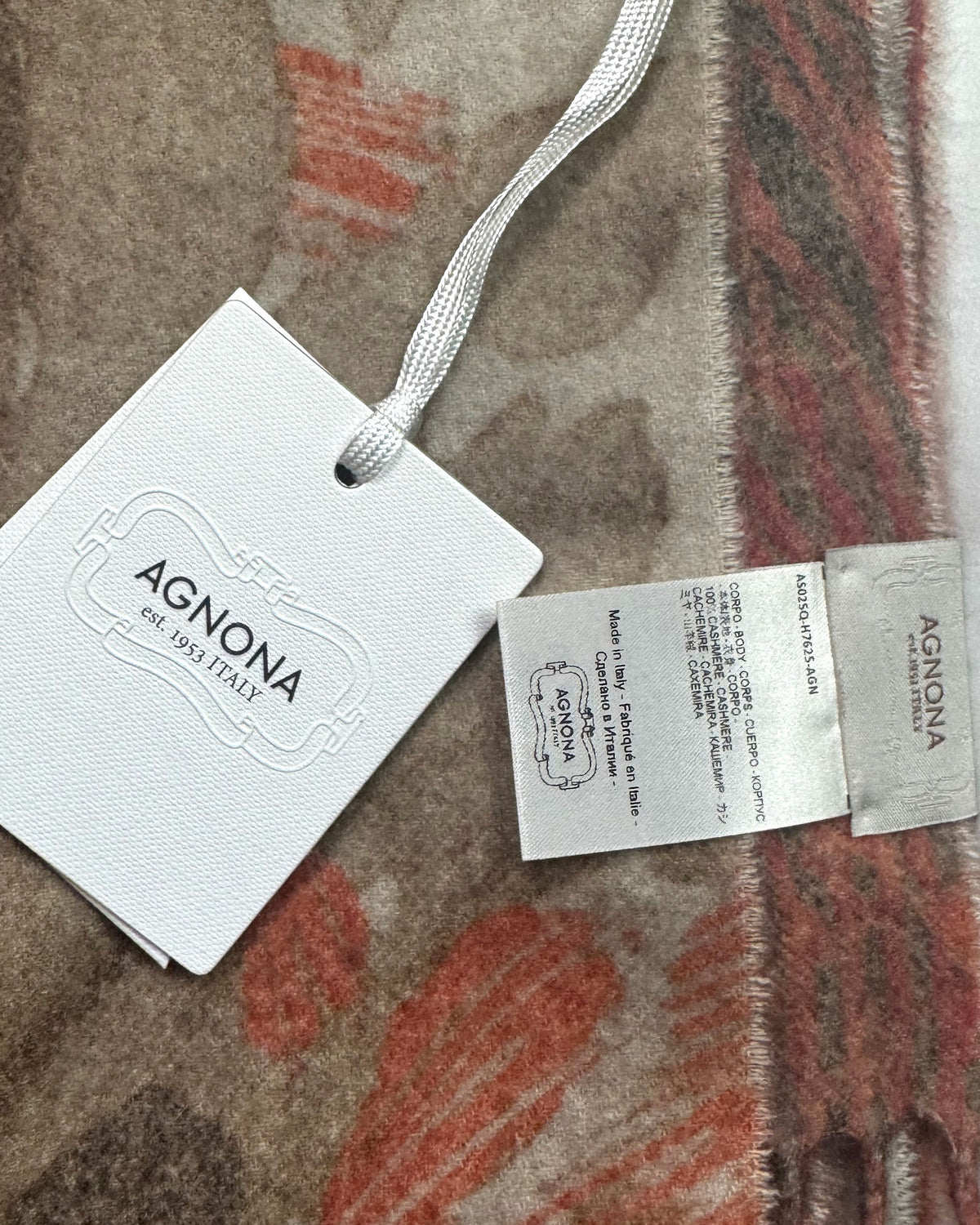 Agnona Cashmere Scarf Beige Floral Reversible - Luxury Women Shawl