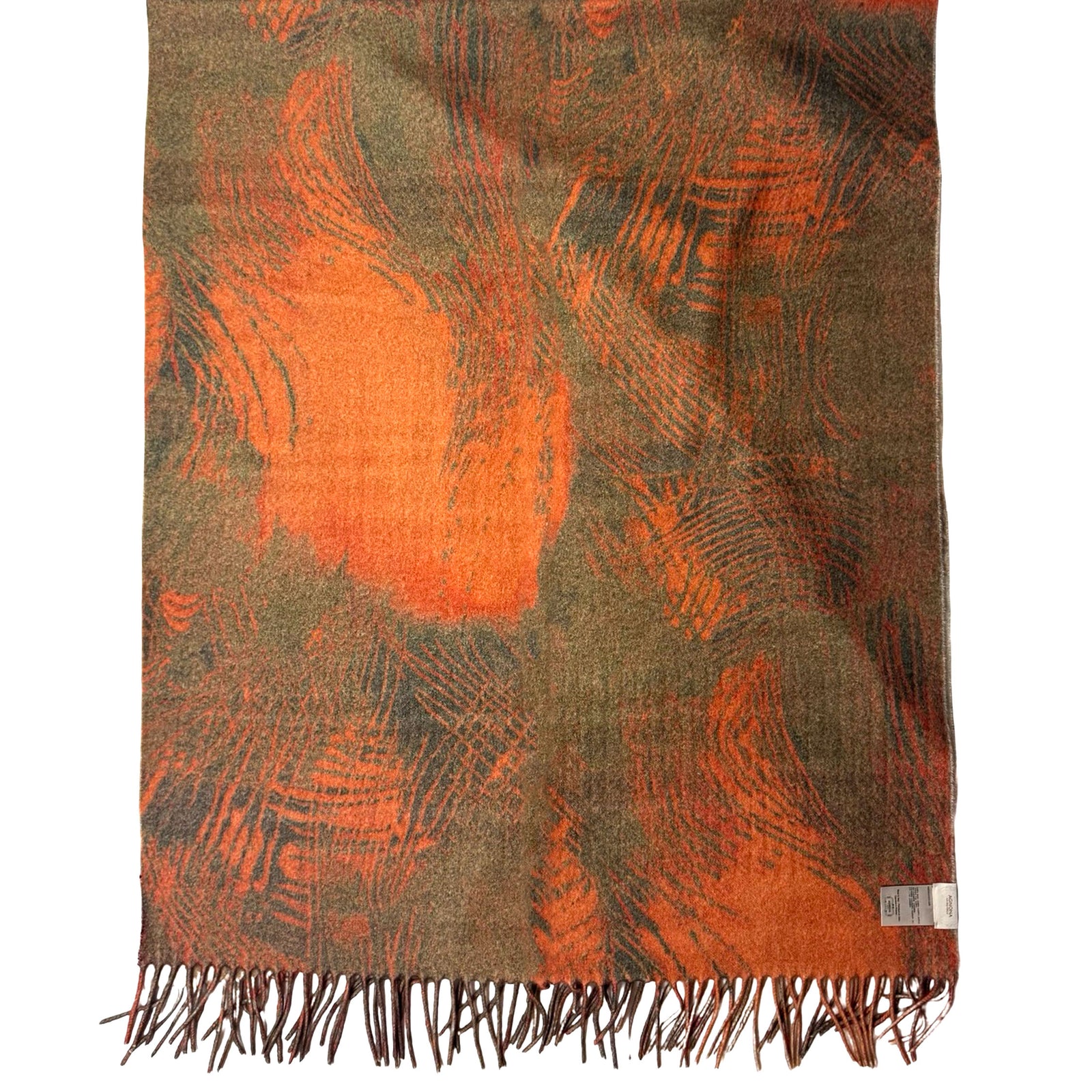 Agnona Cashmere Scarf Beige & Orange Green Floral 