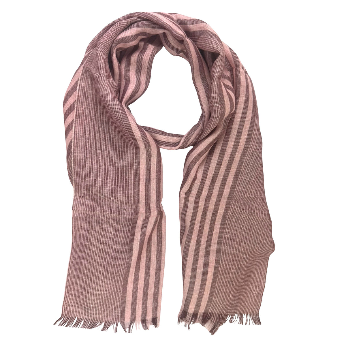 Agnona Scarf Pink Stripes - Linen Blend Shawl FINAL SALE