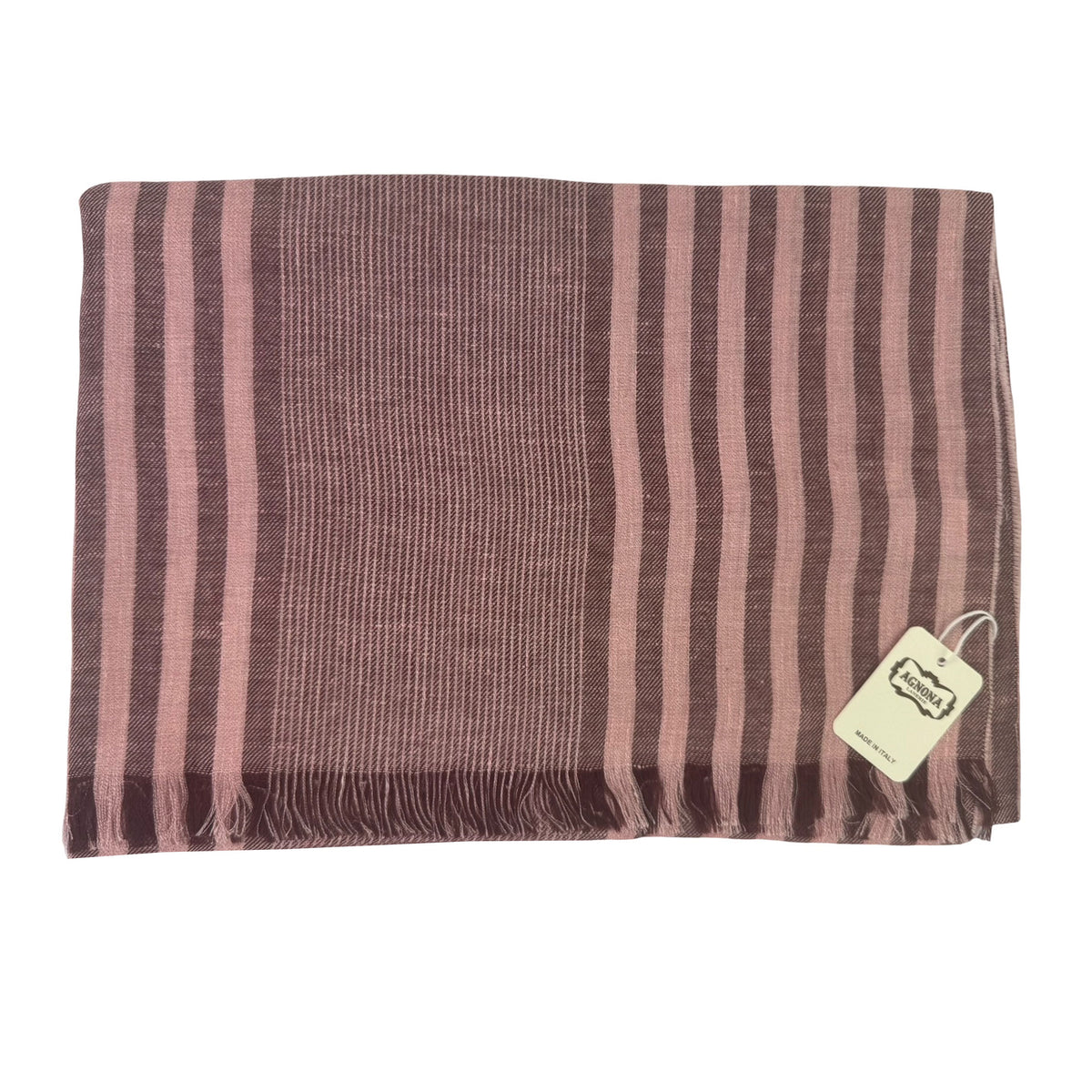 Agnona Scarf Pink Stripes - Light Weight Linen Blend Shawl FINAL SALE