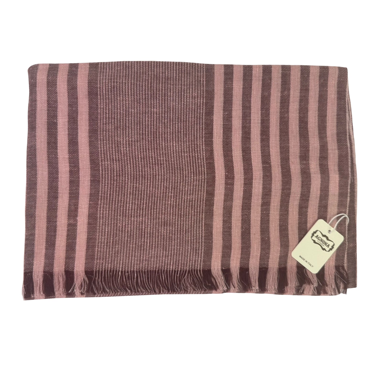 Agnona Scarf Pink Stripes - Light Weight Linen Blend Shawl FINAL SALE