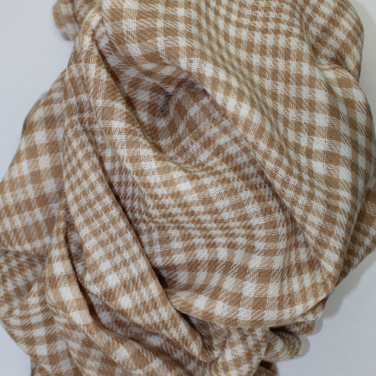 Agnona Wool Throw Blanket White Brown Plaid