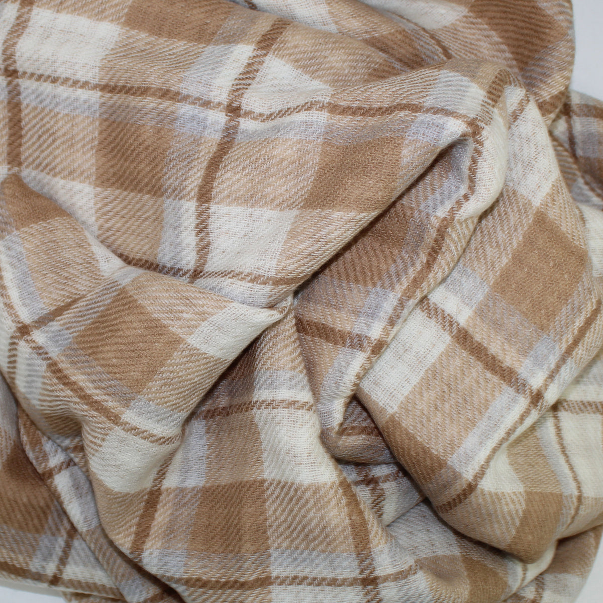 Agnona Throw Blanket White Brown Plaid