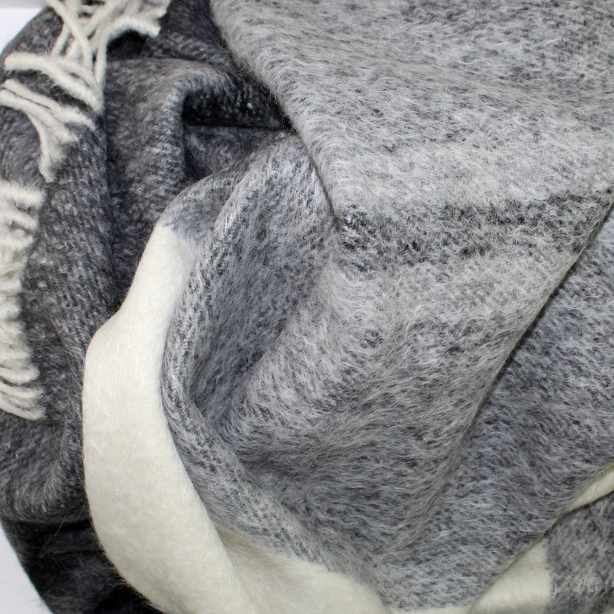 Agnona Throw Blanket Gray Black - Alpaca Wool