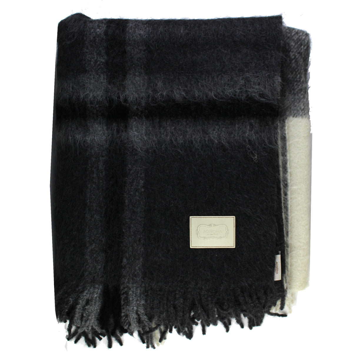 Agnona Throw Blanket Gray Black - Alpaca Wool