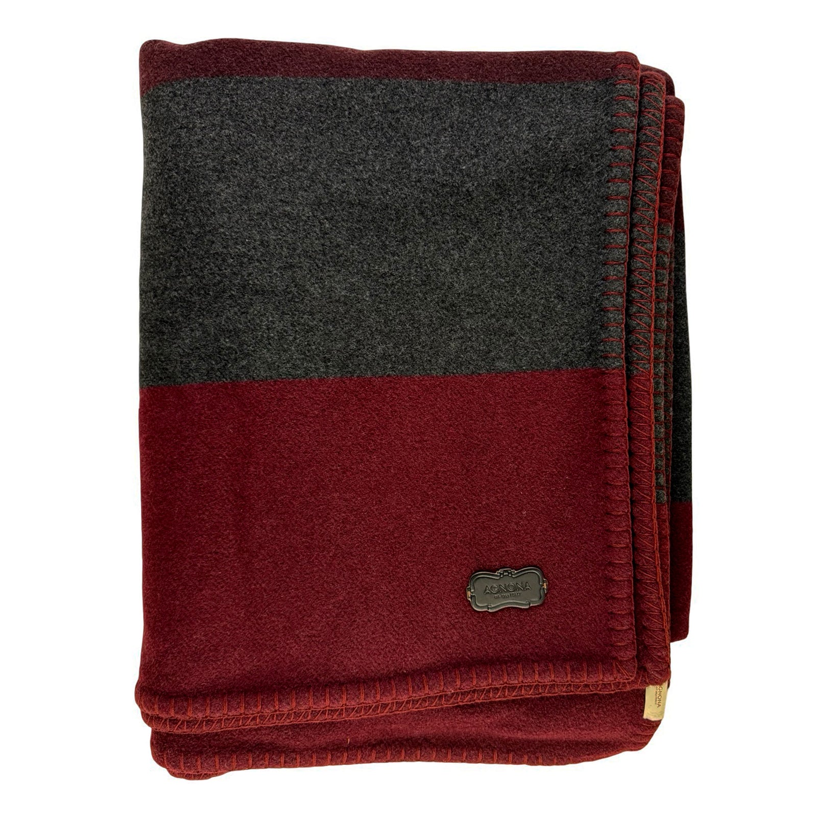 Agnona Cashmere Throw Blanket Dark Gray Bordeaux