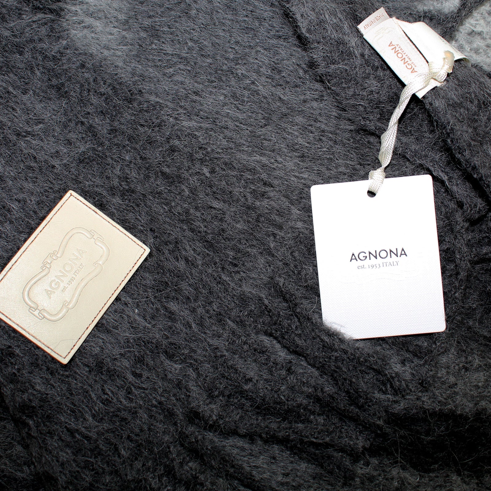 Agnona Throw Blanket Gray Black - Alpaca Wool