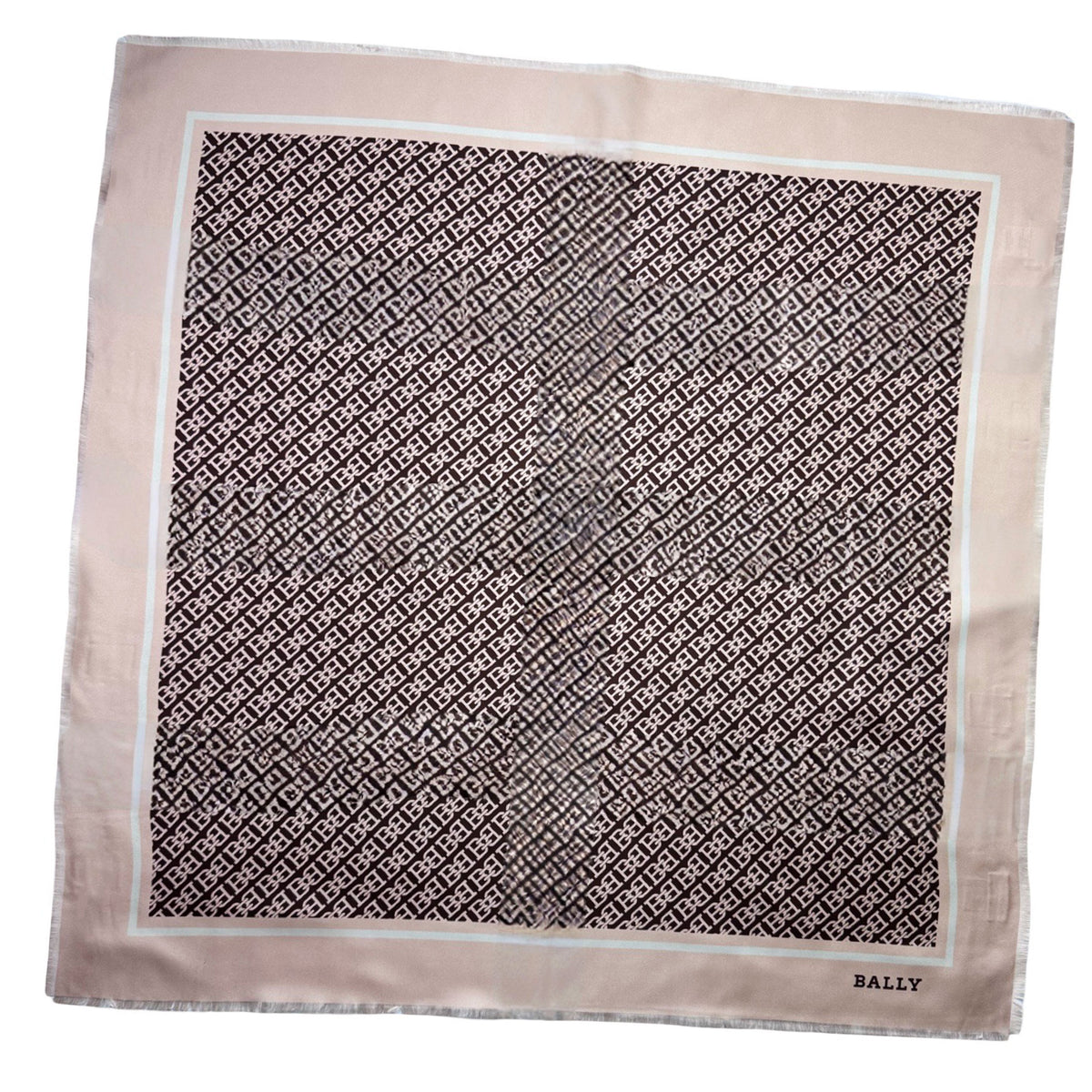 Bally Scarf Beige Brown B Logo - Square Foulard