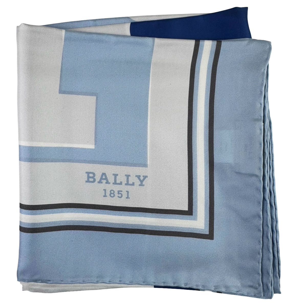 Bally Scarf Blue Design - Twill Silk Square Foulard