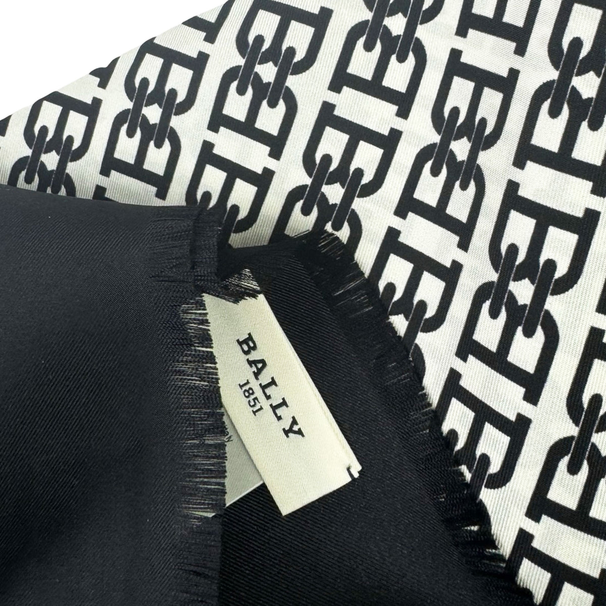 Bally Scarf B Logo - Silk Foulard Fringe