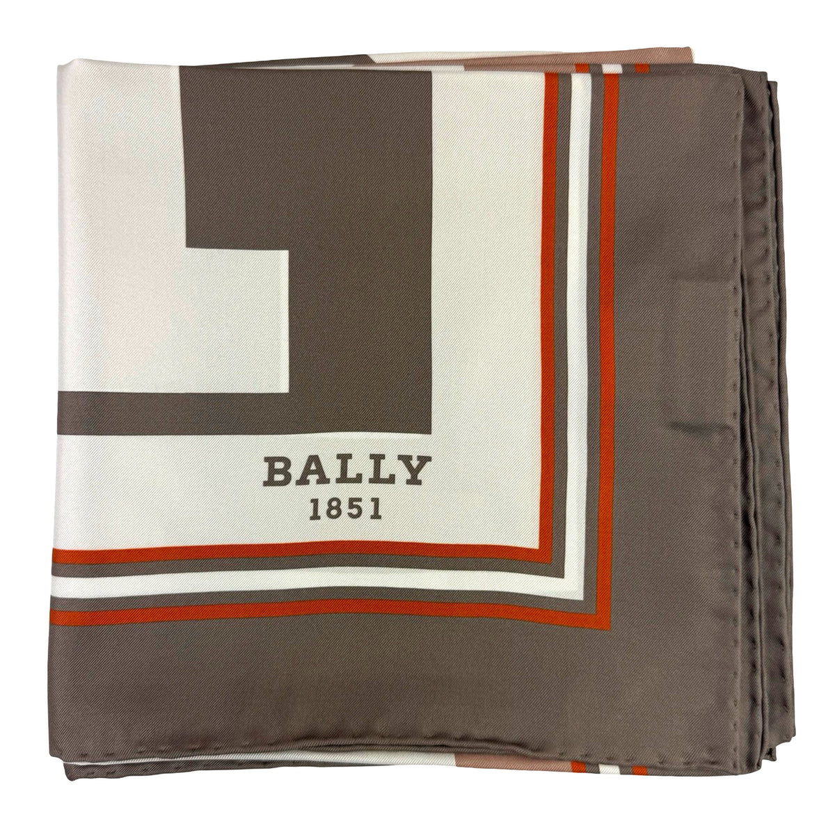 Bally Scarf Brown B Design - Twill Silk Square Foulard