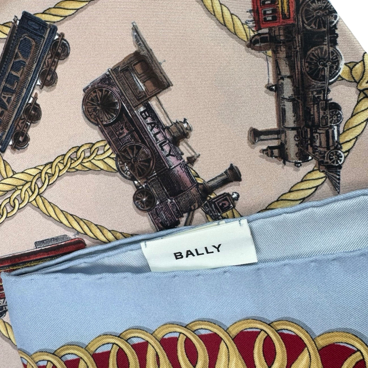 Bally Scarf Novelty Train Design - Twill Silk Square Foulard