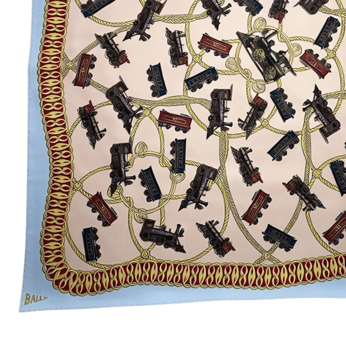 Bally Scarf Novelty Train Design - Twill Silk Square Foulard