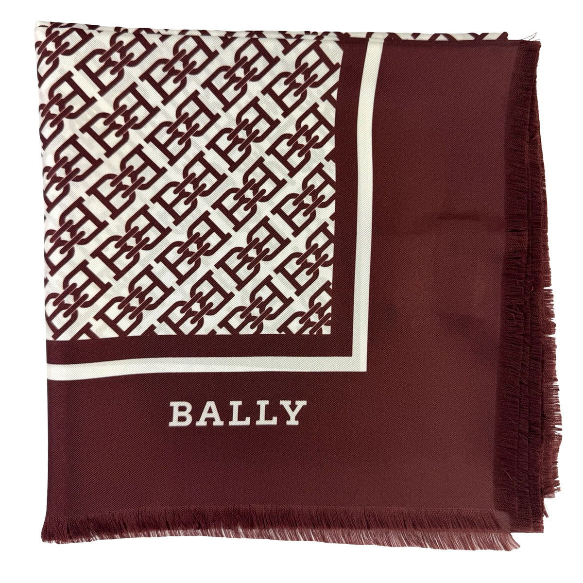 Bally Scarf Black B Logo Fringe - Square Silk Foulard