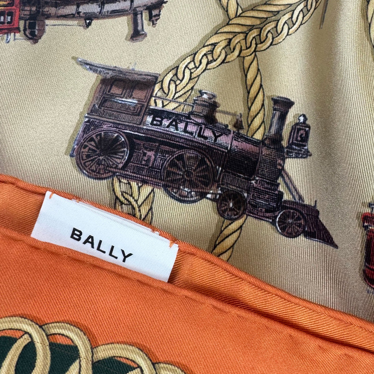 Bally Scarf Trains Novelty - Twill Silk Square Foulard