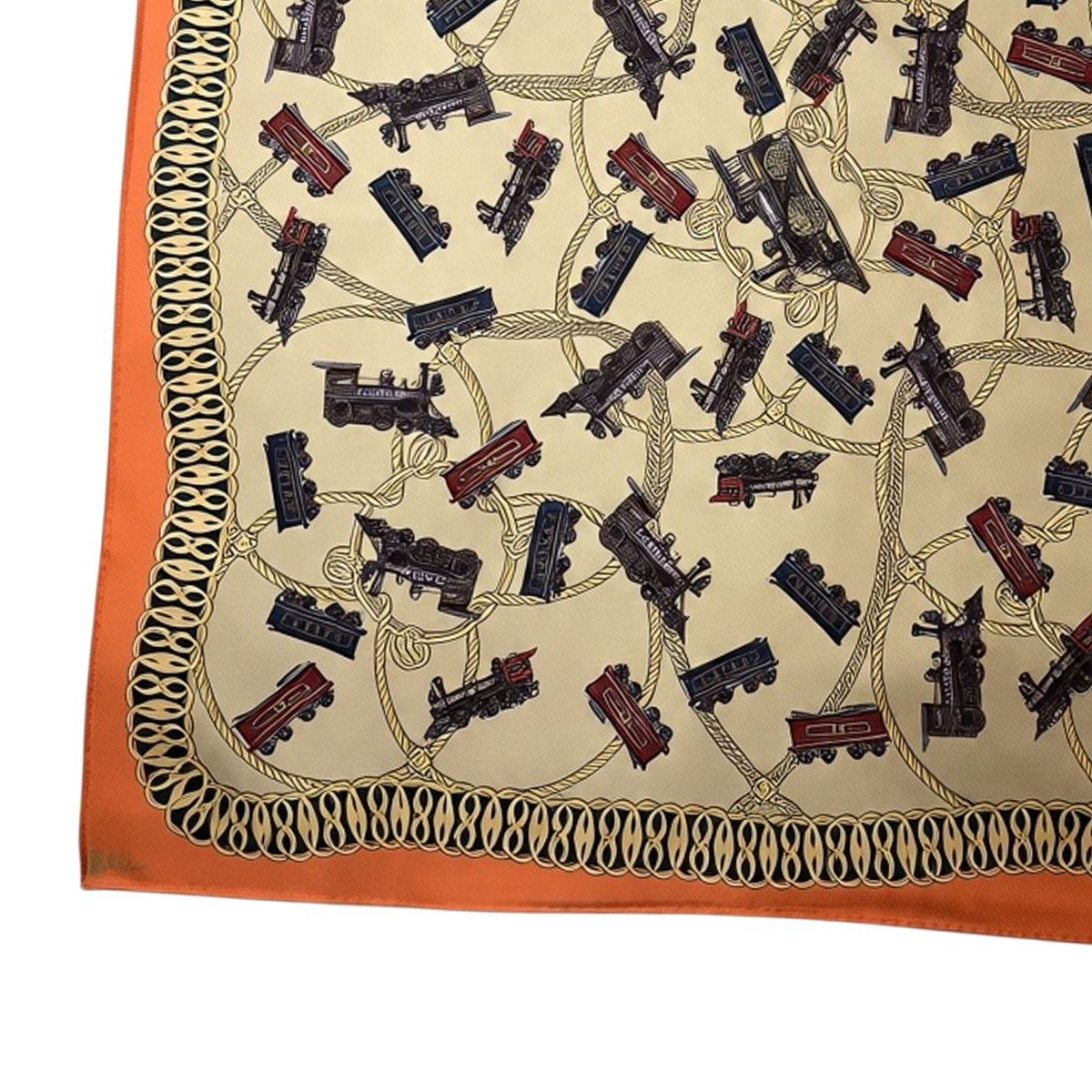 Bally Scarf Trains Novelty - Twill Silk Square Foulard