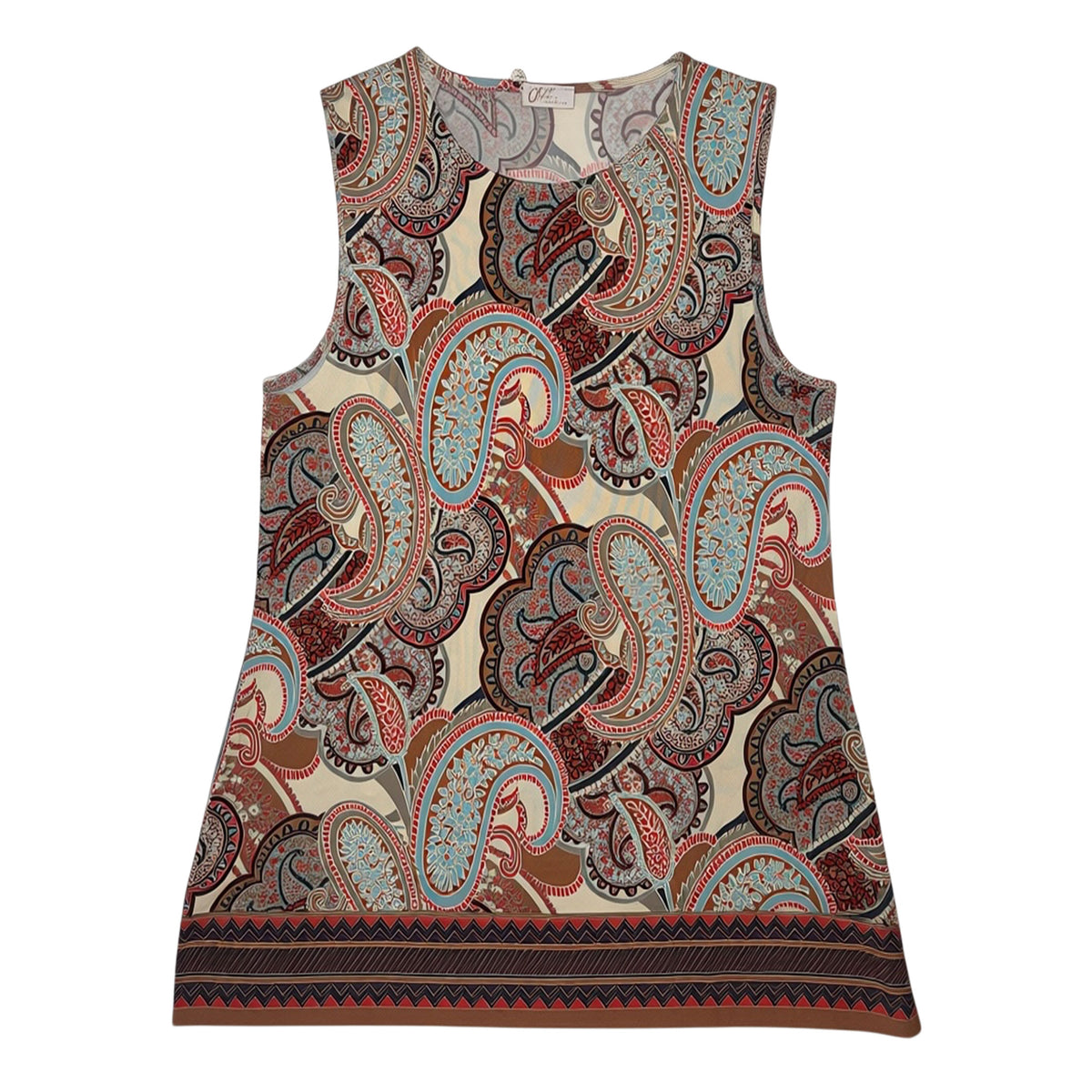 Olivia Shirt Beige Brown Red Blue Paisley 