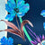 Laura Biagiotti Scarf Dark Blue Sky Blue Floral - Square Silk Foulard
