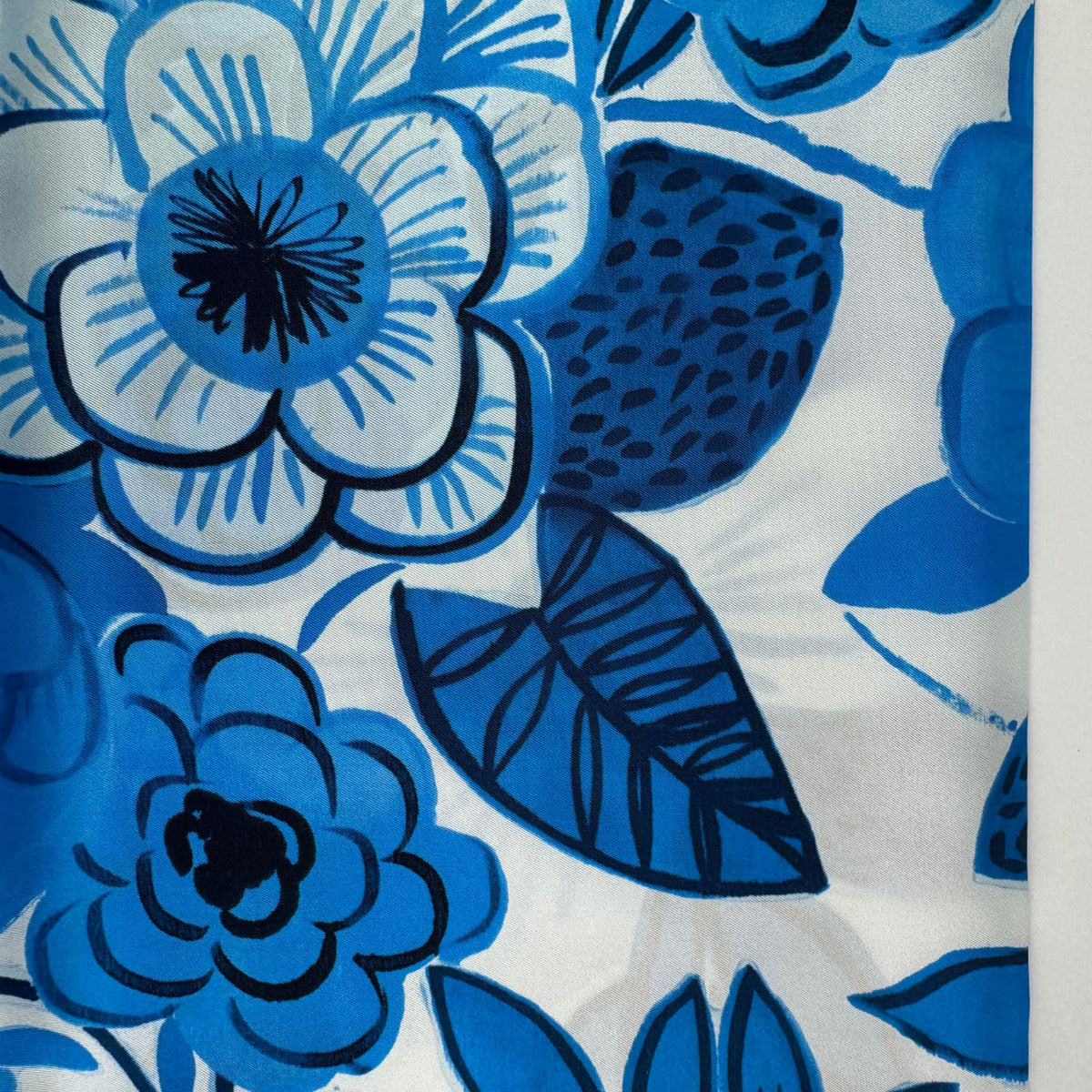 Laura Biagiotti Silk Scarf Blue Abstract Floral - Square Foulard New

