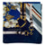 Laura Biagiotti scarf with floral and belt design on a blue background