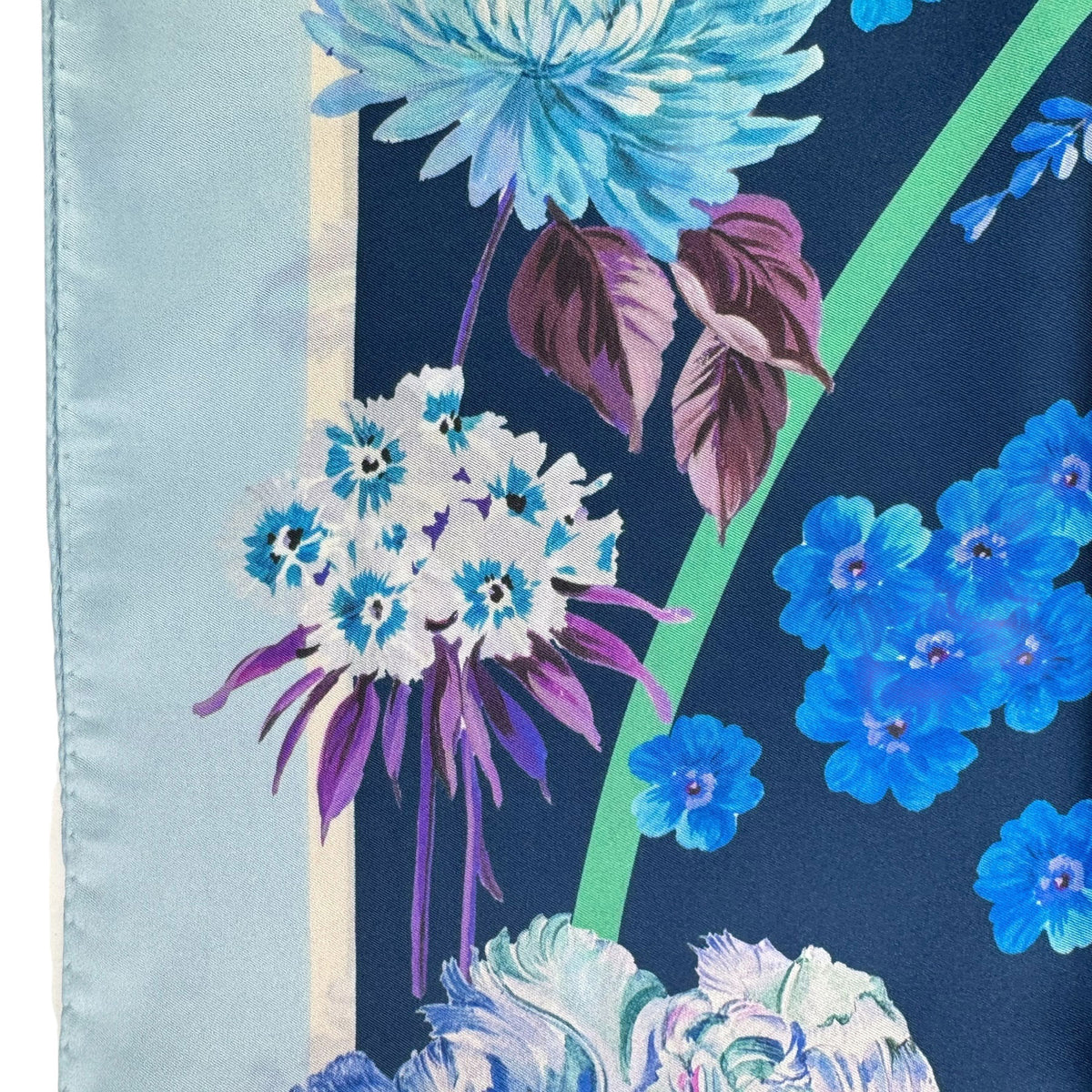 Laura Biagiotti Silk Scarf Blue Navy Floral - Square Foulard
