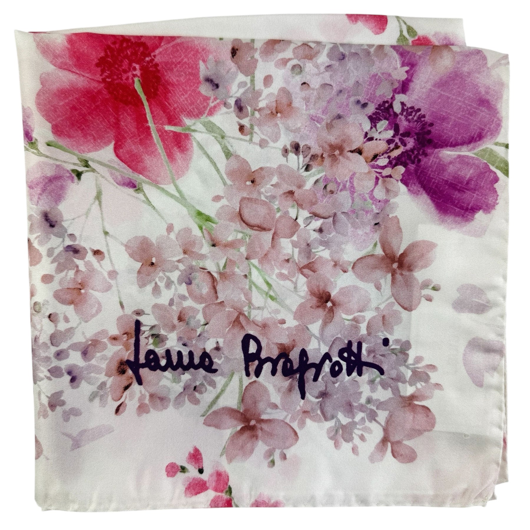 Laura Biagiotti Silk Scarf Pink Floral - Square Foulard