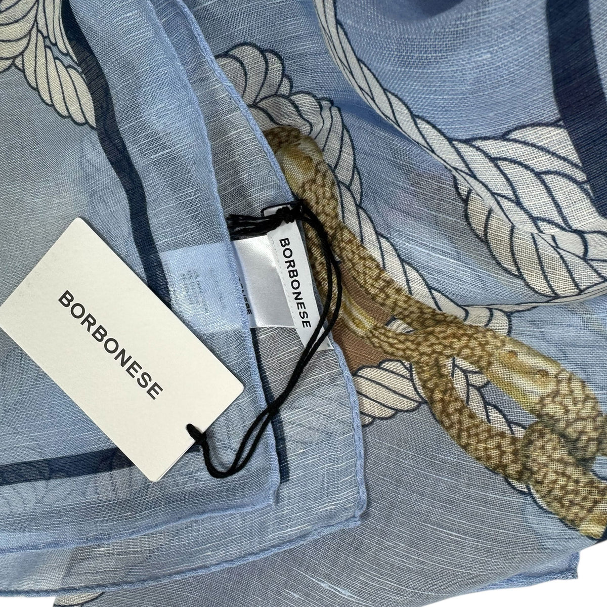 Borbonese Scarf Blue - Linen Silk Shawl