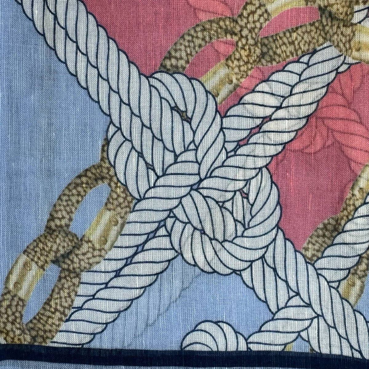 Borbonese Scarf Blue Nautical Design - Linen Silk Shawl