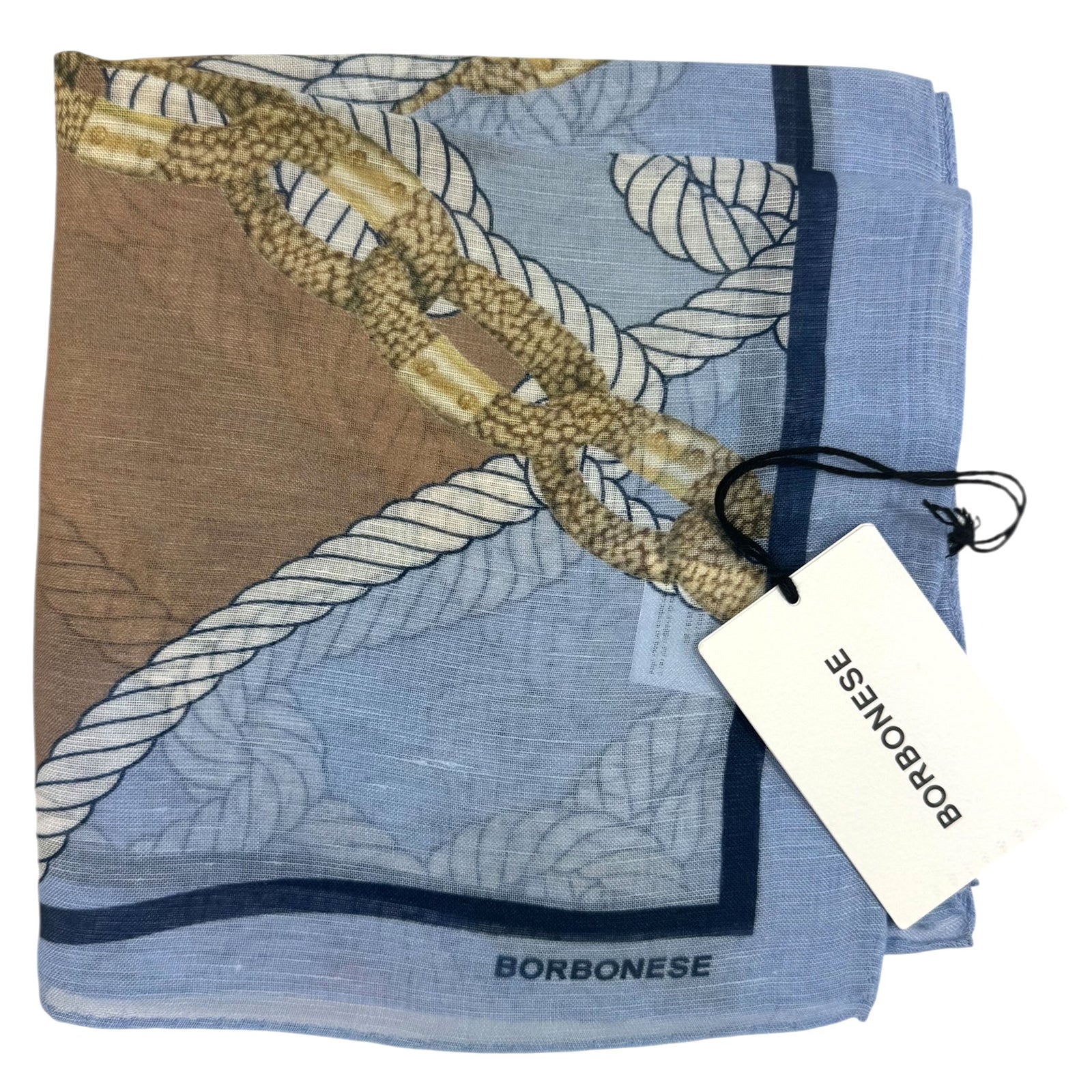 New Borbonese Scarf Blue - Linen Silk Shawl