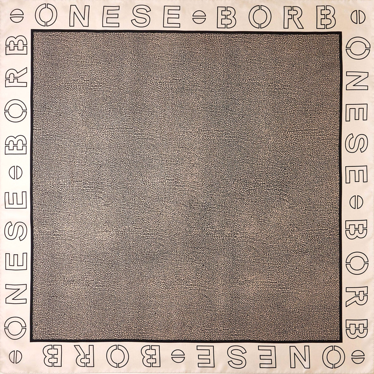 Borbonese Scarf Black White Eye Of Partridge Logo Design - Large Modal Wool Shawl