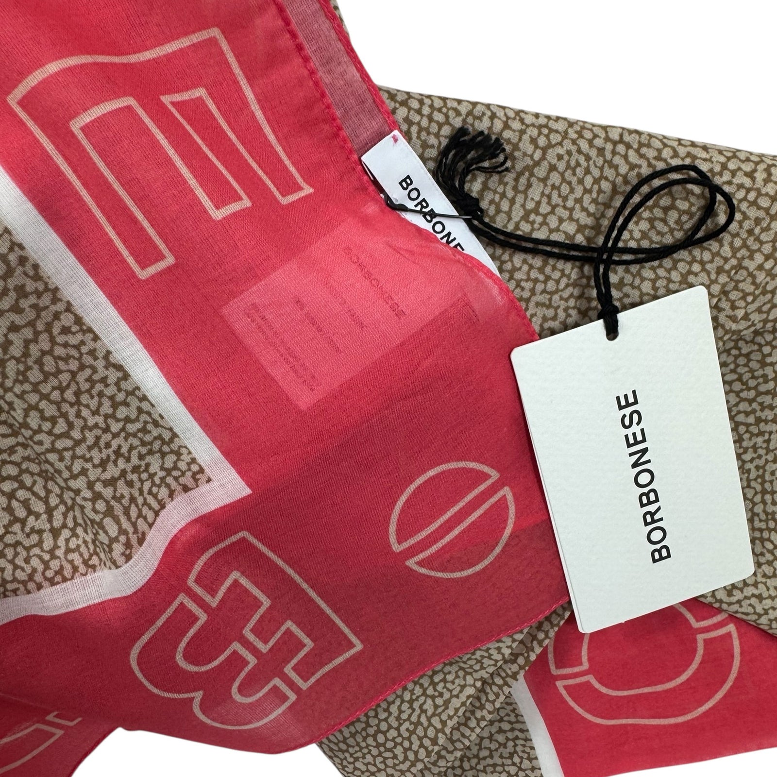 Borbonese Scarf Pink Beige Eye Of Partridge Logo Design