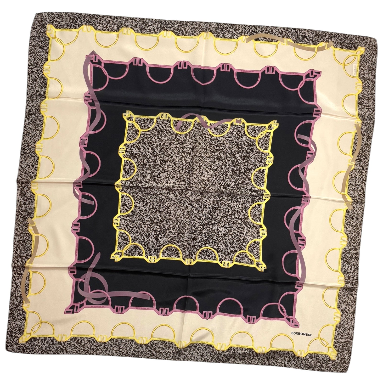 Borbonese Scarf Eye of Partridge & Gold Pink Chain