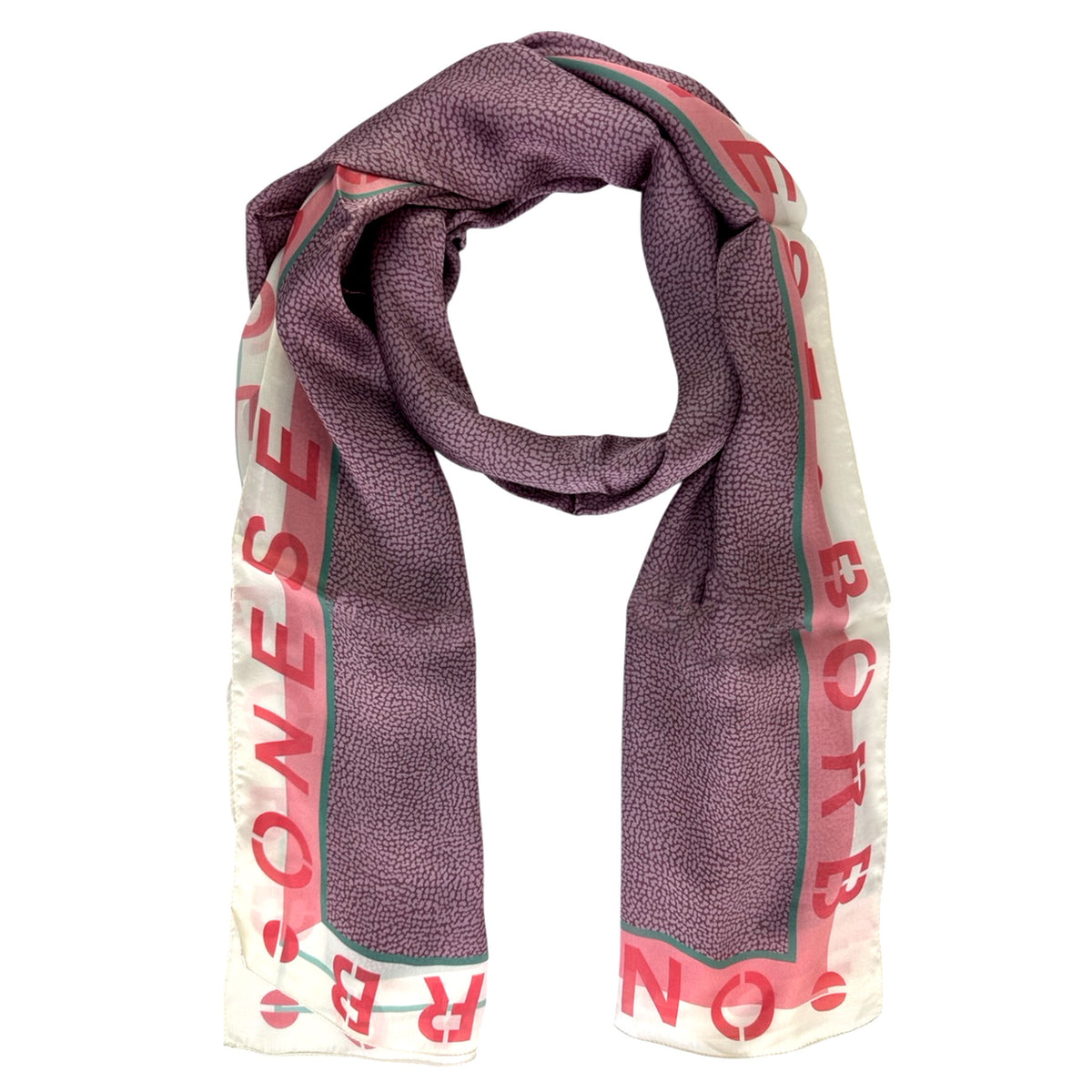 Borbonese Scarf Purple Eye of Partridge Logo Design - Light Weight Silk Shawl