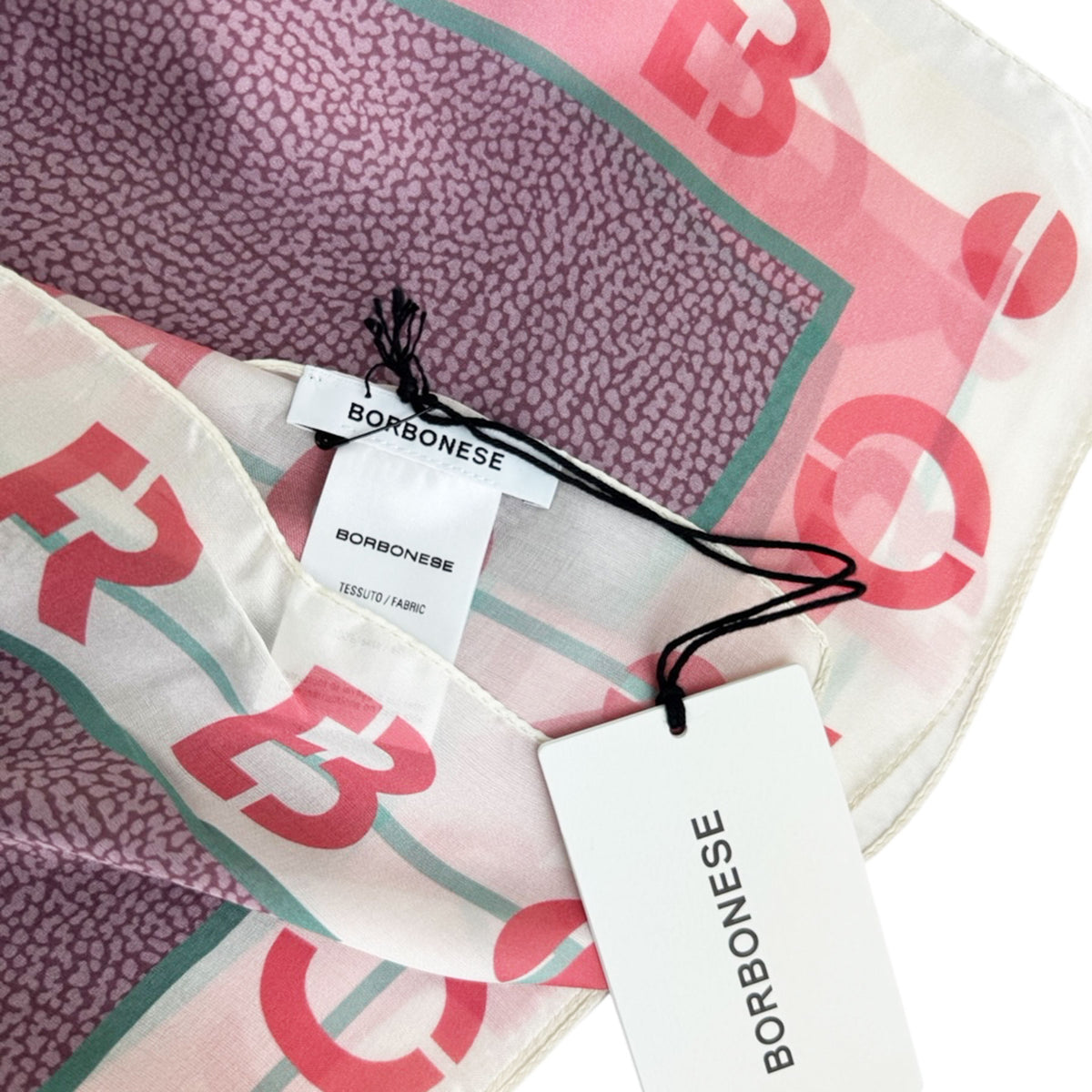 Borbonese Scarf Purple Eye of Partridge Logo Design - Light Weight Silk Shawl