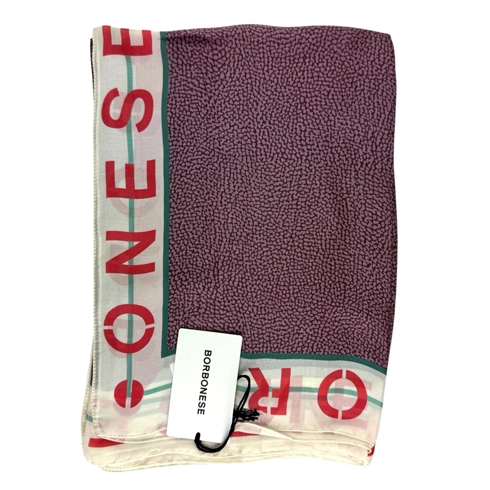 Borbonese Scarf Purple Eye of Partridge Logo Design - Light Weight Silk Shawl