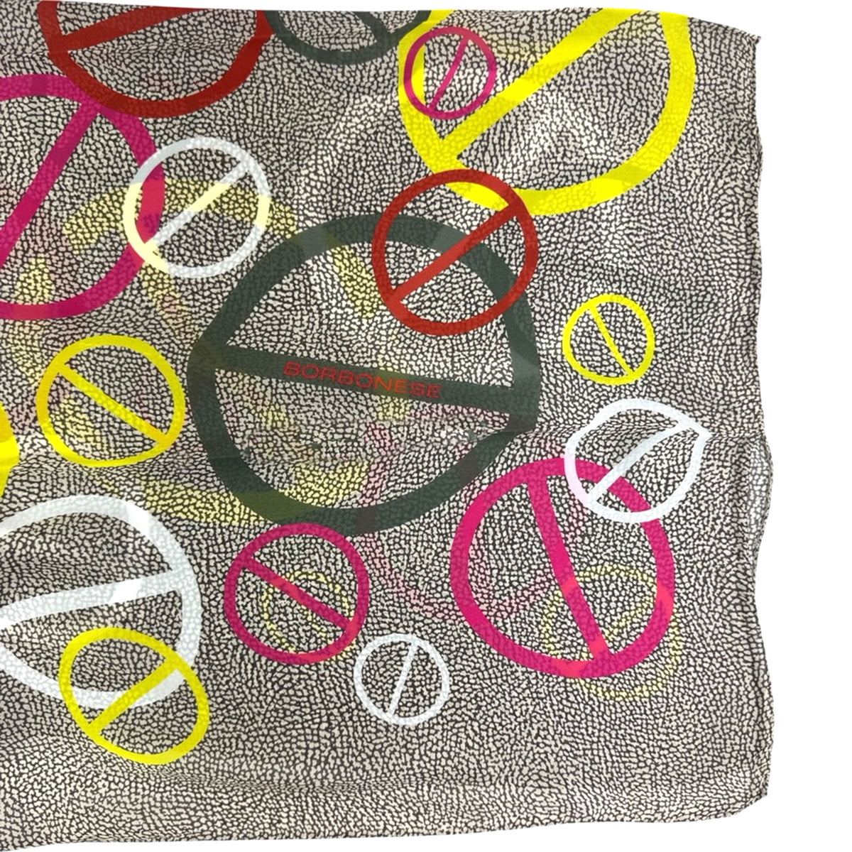 Borbonese Scarf Eye of Partridge Pink Green Logo Screw - Silk Square Foulard