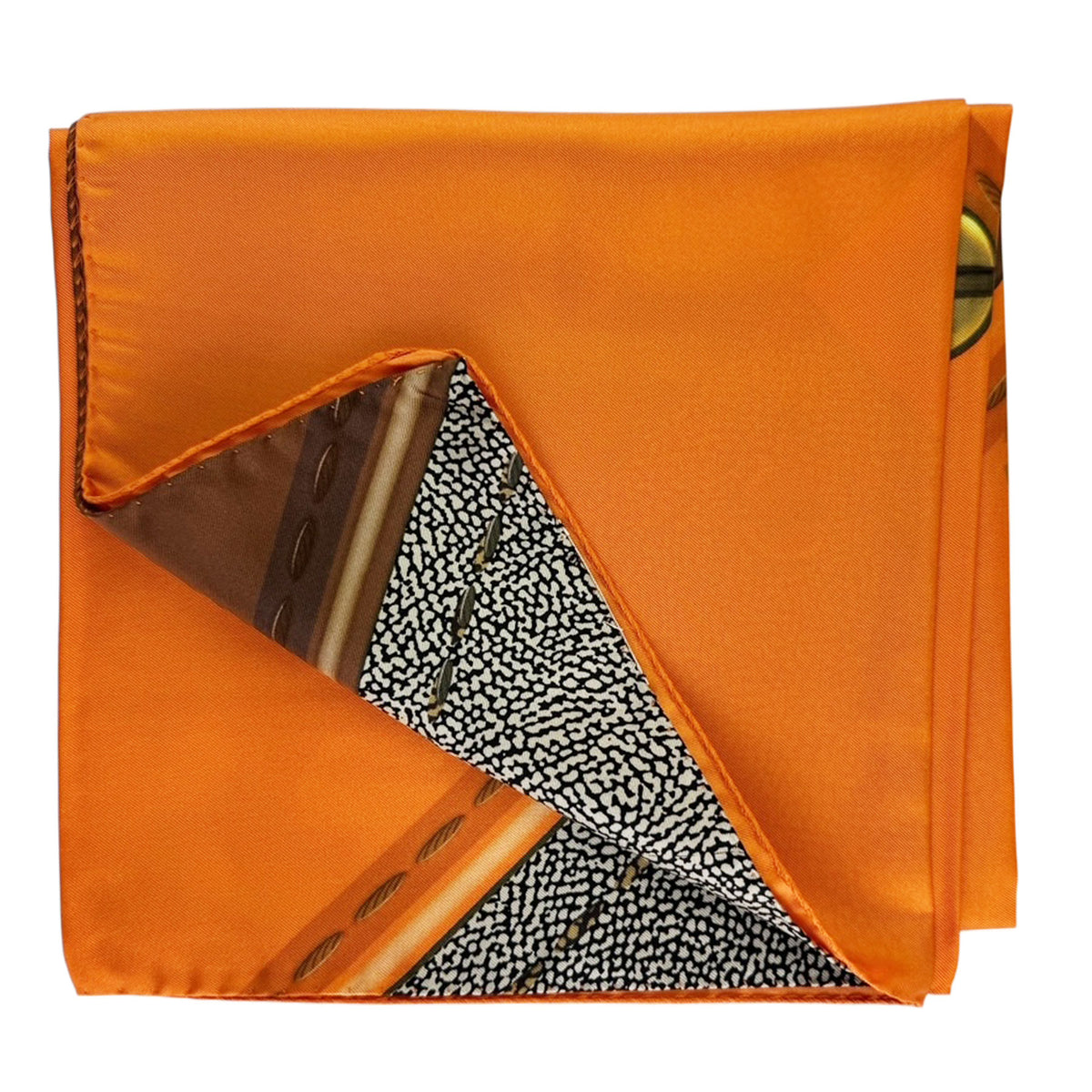 Borbonese Scarf Orange Brown Design 