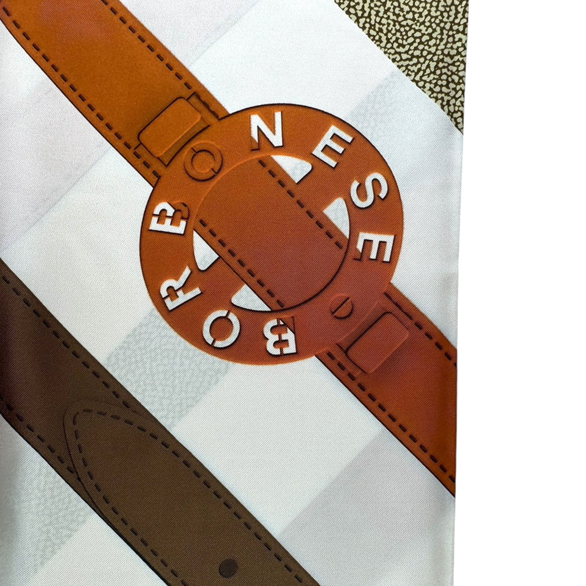Borbonese Scarf White Brown Signature Design 
