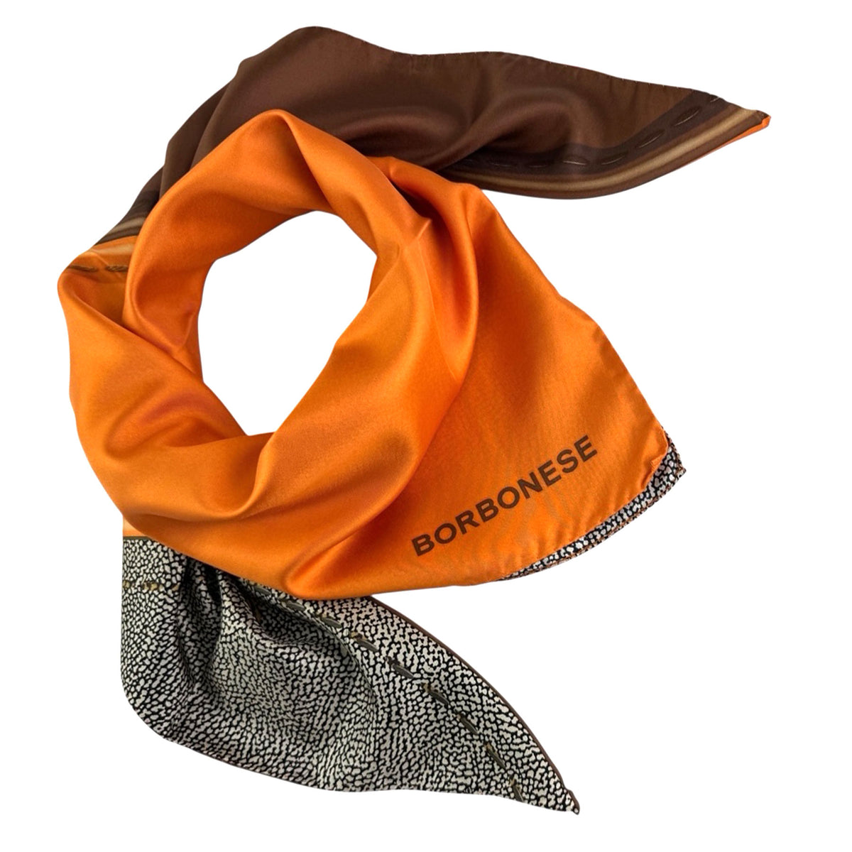 Borbonese Scarf Orange Brown 