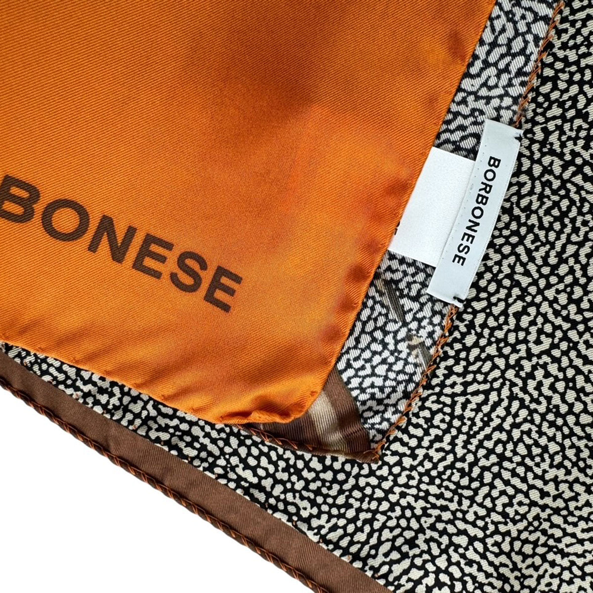 Borbonese Scarf Orange Brown Design - Twill Silk Square Foulard