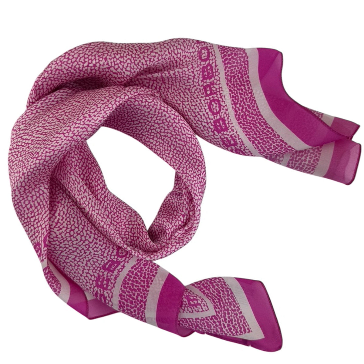 Borbonese Scarf Hot Pink Design - Light Weight Twill Silk Square Foulard