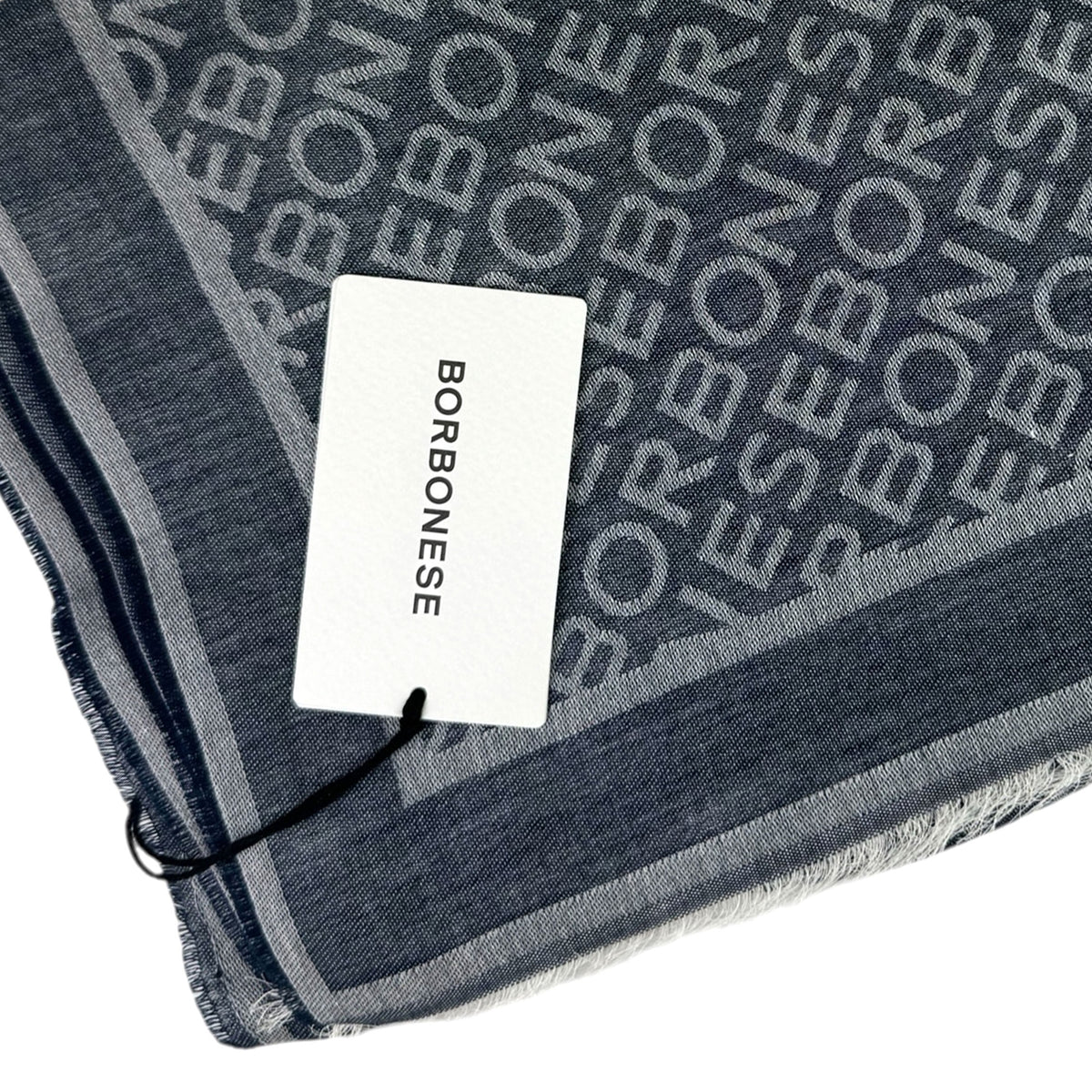 Borbonese Scarf Gray Logo Allover - Made In Italy
